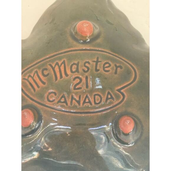 Studio Art Pottery Maple Leaf Trinket Dish Plate Signed McMaster 21 Canada - Picture 6 of 7